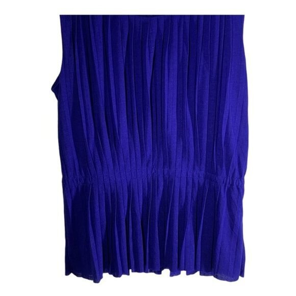 J. Crew Sleeveless Pleated Blue Tank Blouse XXS Dressy Work Top - Picture 4 of 8